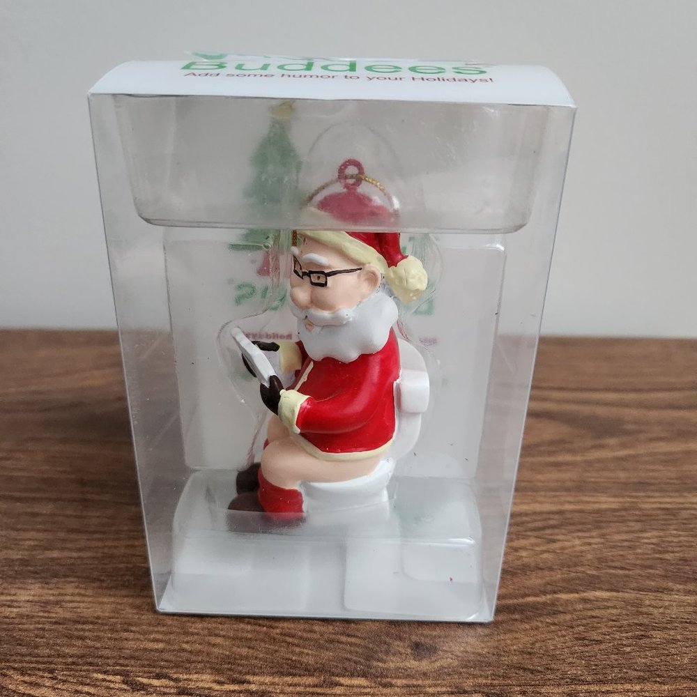 Tree Buddees Santa on the Toilet Funny Ornament